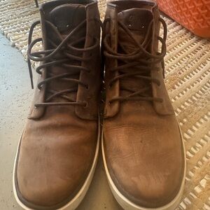 OluKai Men's Brown Leather Lace-Up Casual Boots